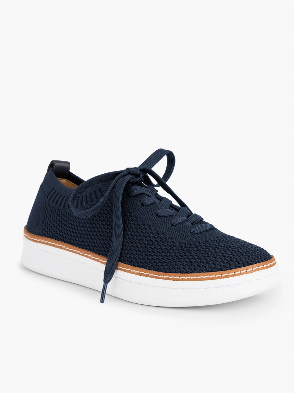 Talbots Brittany Knit Sneakers Navy  Memory Foam Lace Up Low Top Size 6M